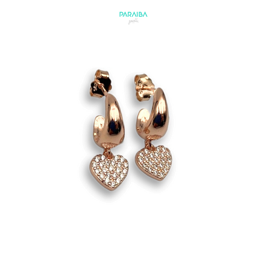 Zirconia heart domed earrings