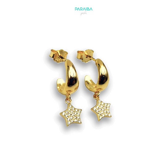 Zirconia star domed earrings