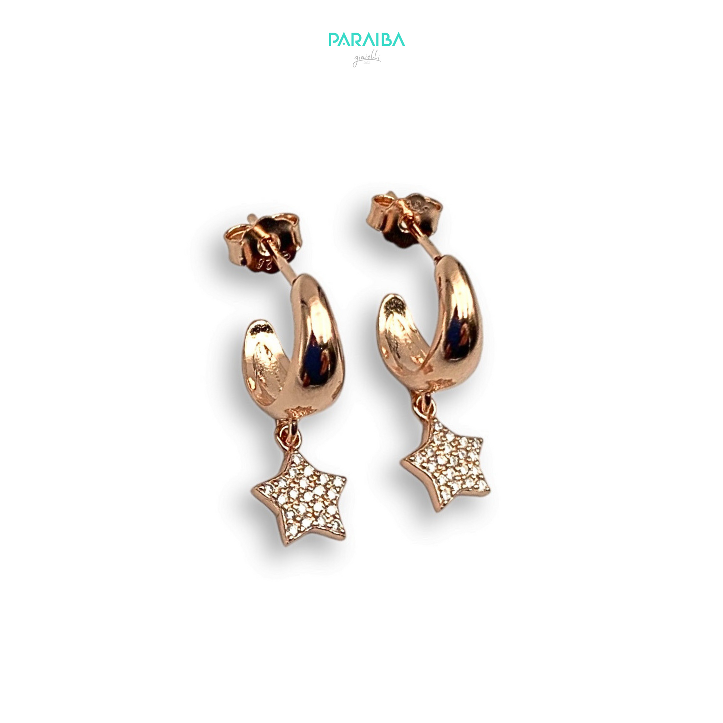 Zirconia star domed earrings