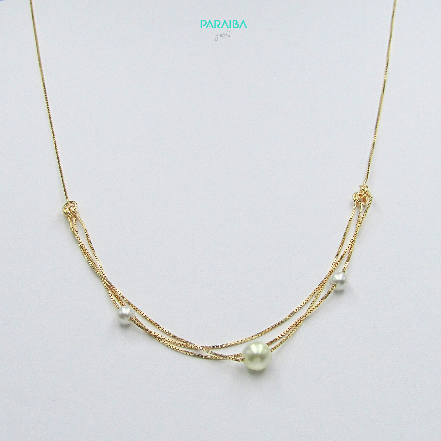 Collana veneziana con 3 fili e perle