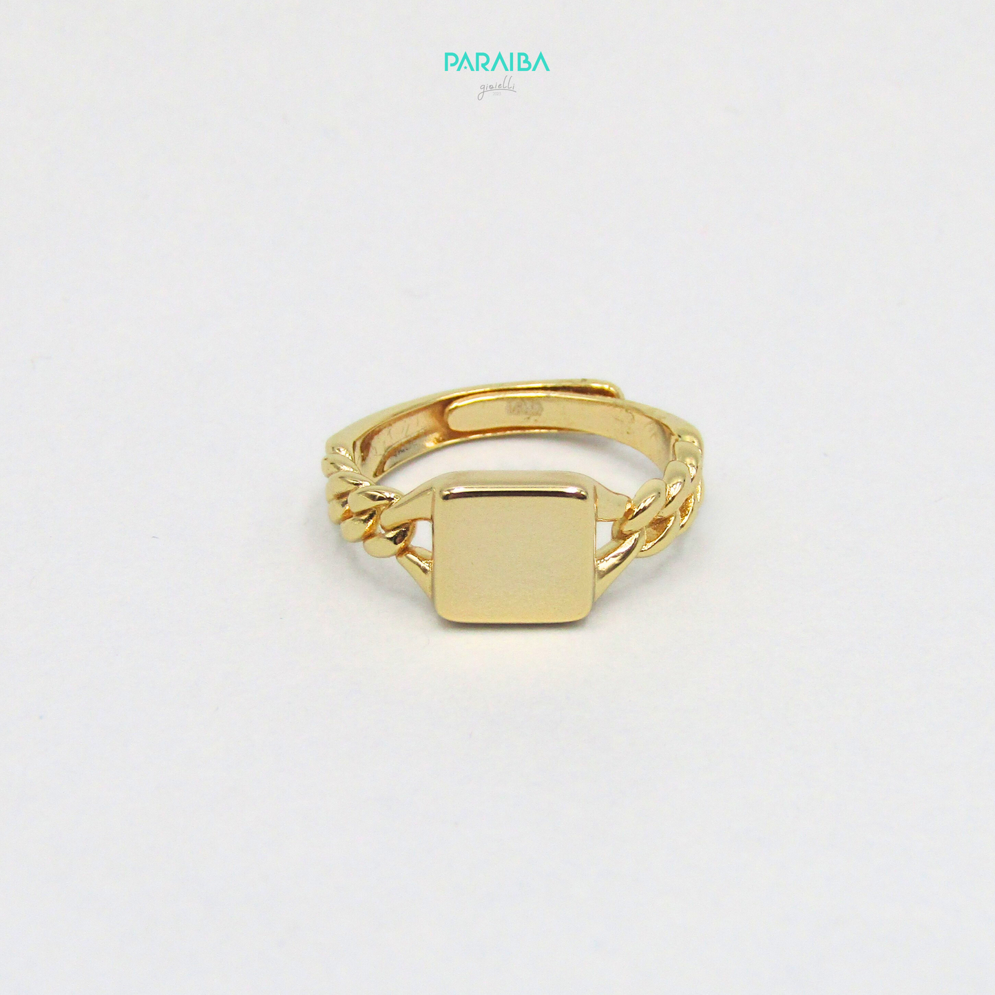 Anello Chevalier mignolo quadrato intreccio