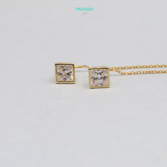 Orecchini saliscendi pietra quadrata