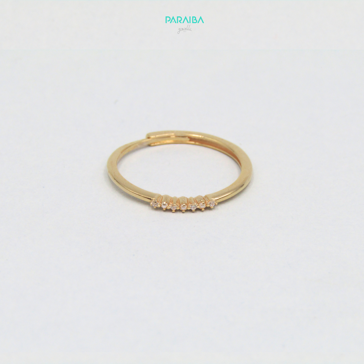 Anello fedina zirconi e shell perl
