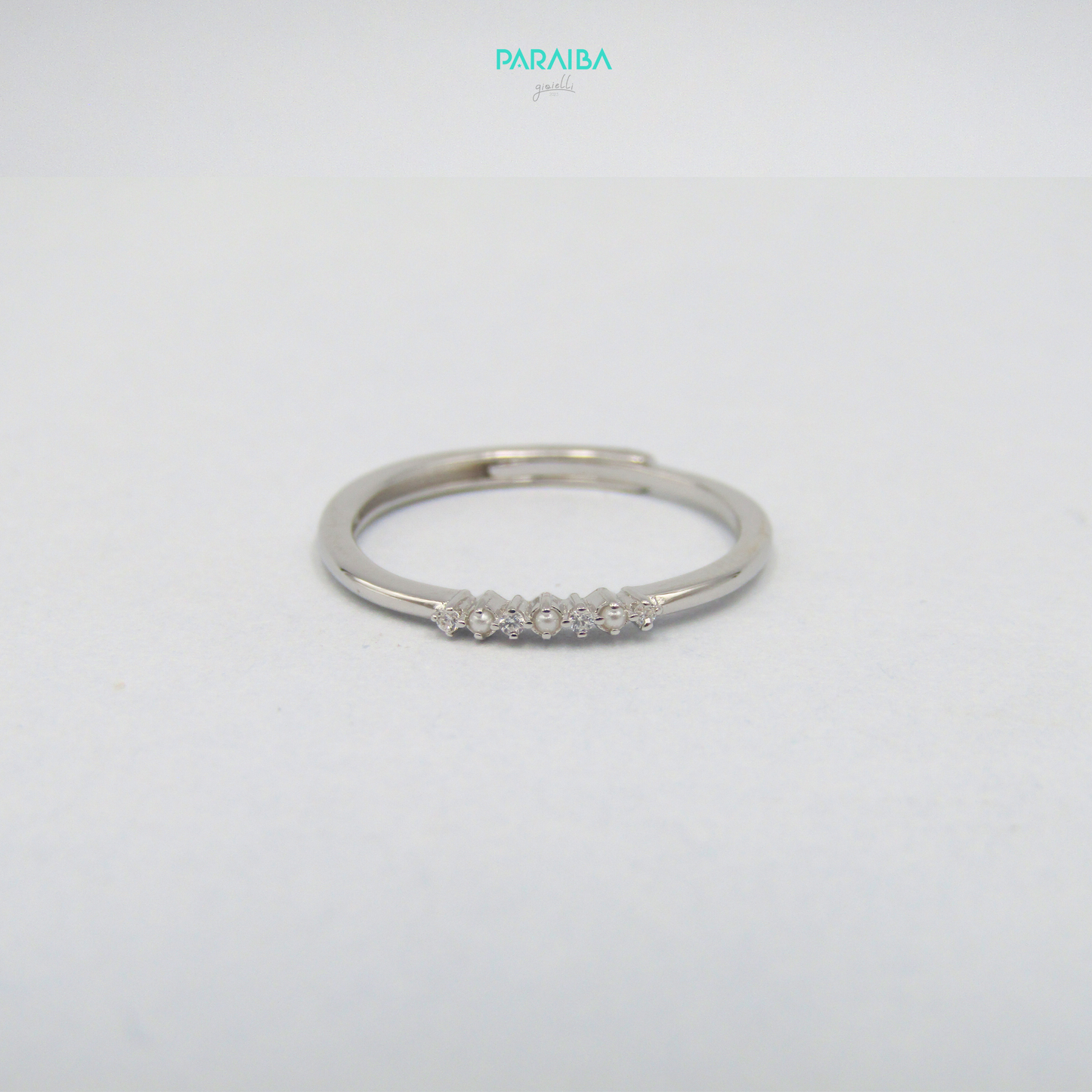 Anello fedina zirconi e shell perl