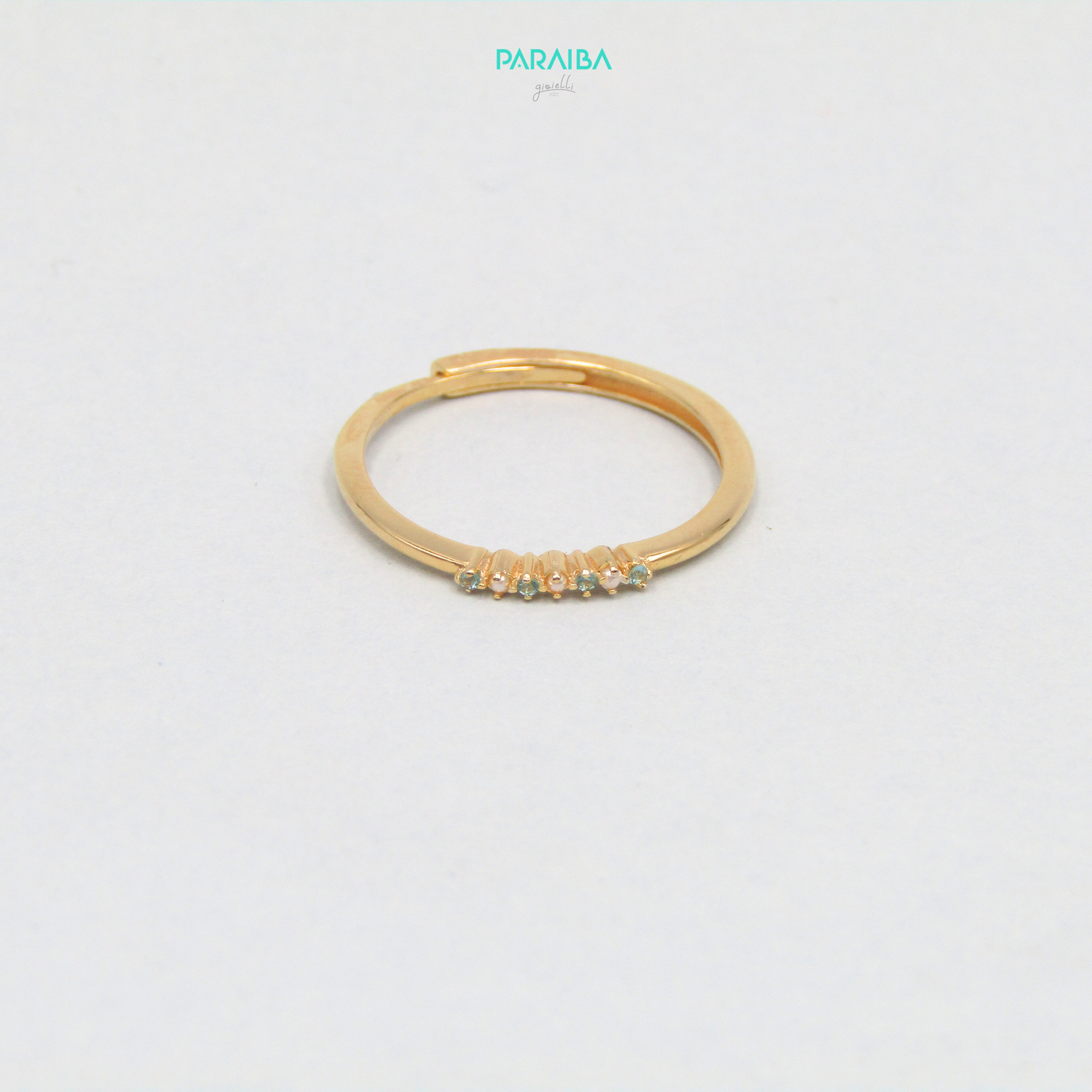 Anello fedina zirconi e shell perl