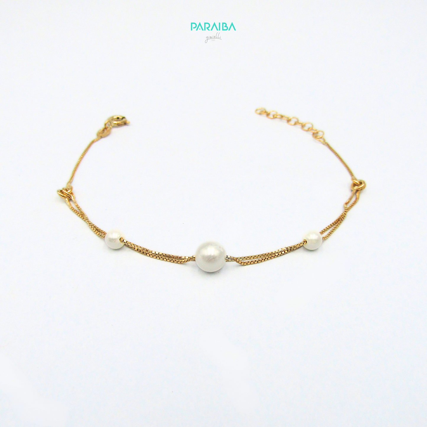 Bracciale 2 fili veneziana e 3 perle