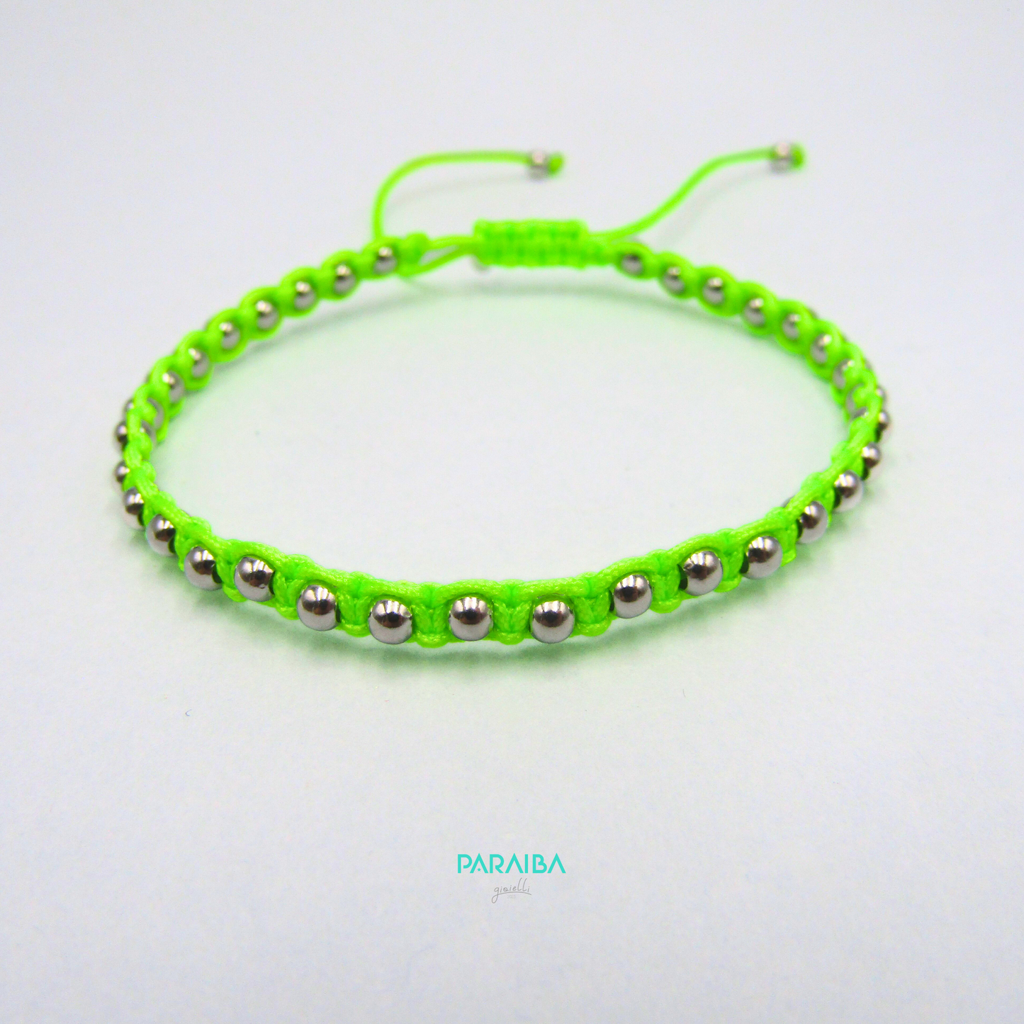 Bracciale cordino annodato e palline argento