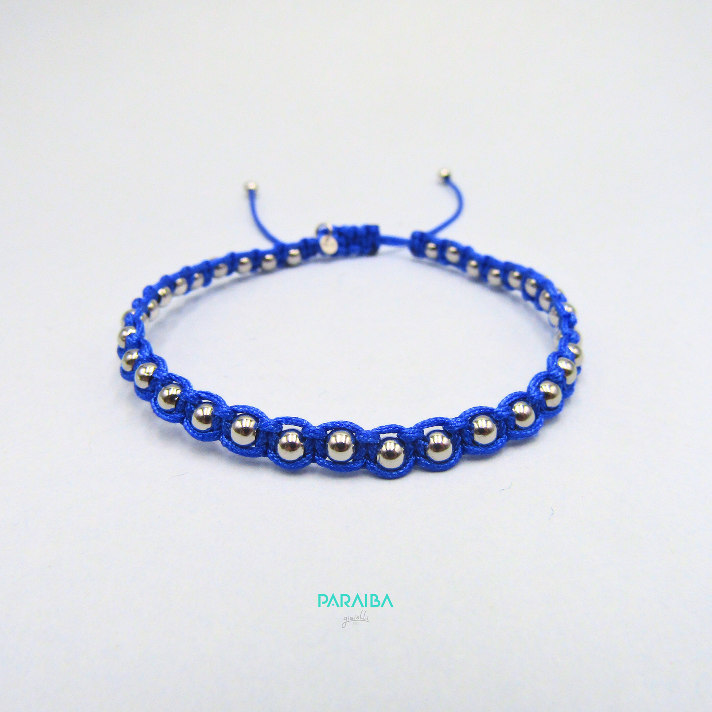 Bracciale cordino annodato e palline argento