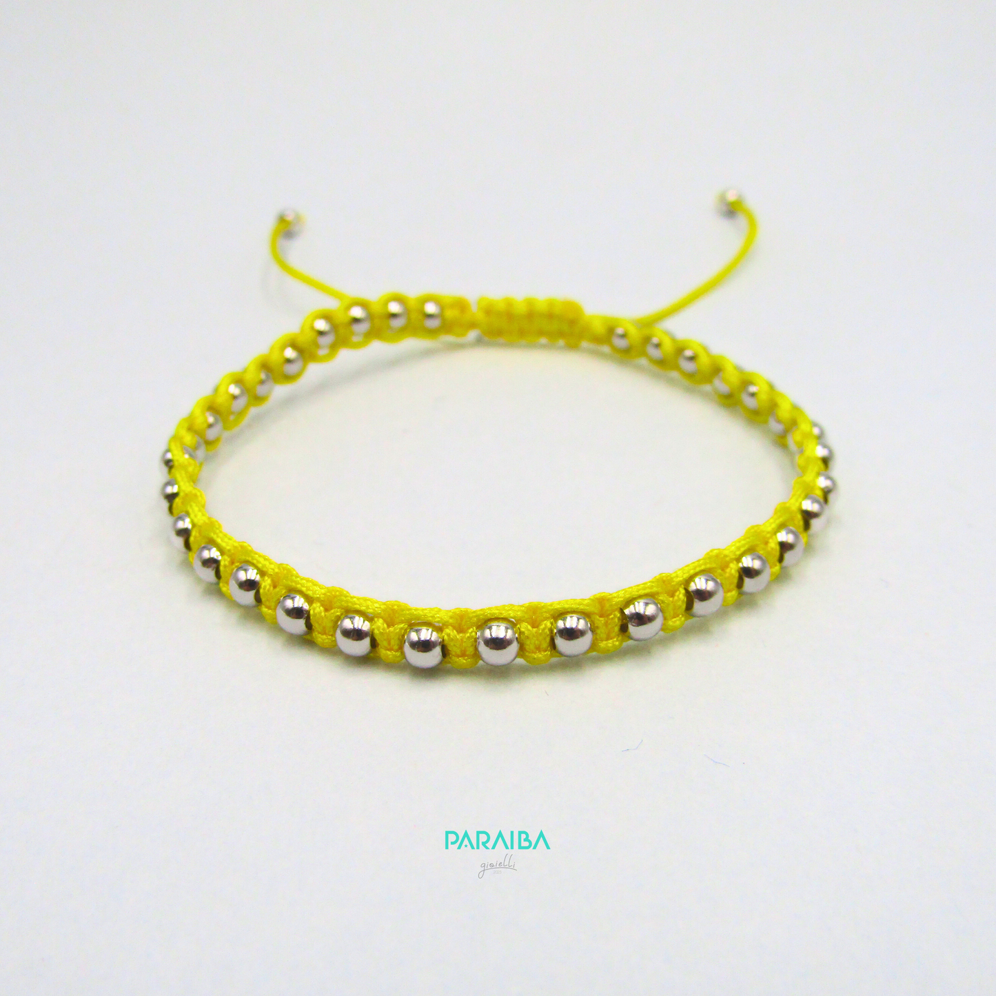 Bracciale cordino annodato e palline argento