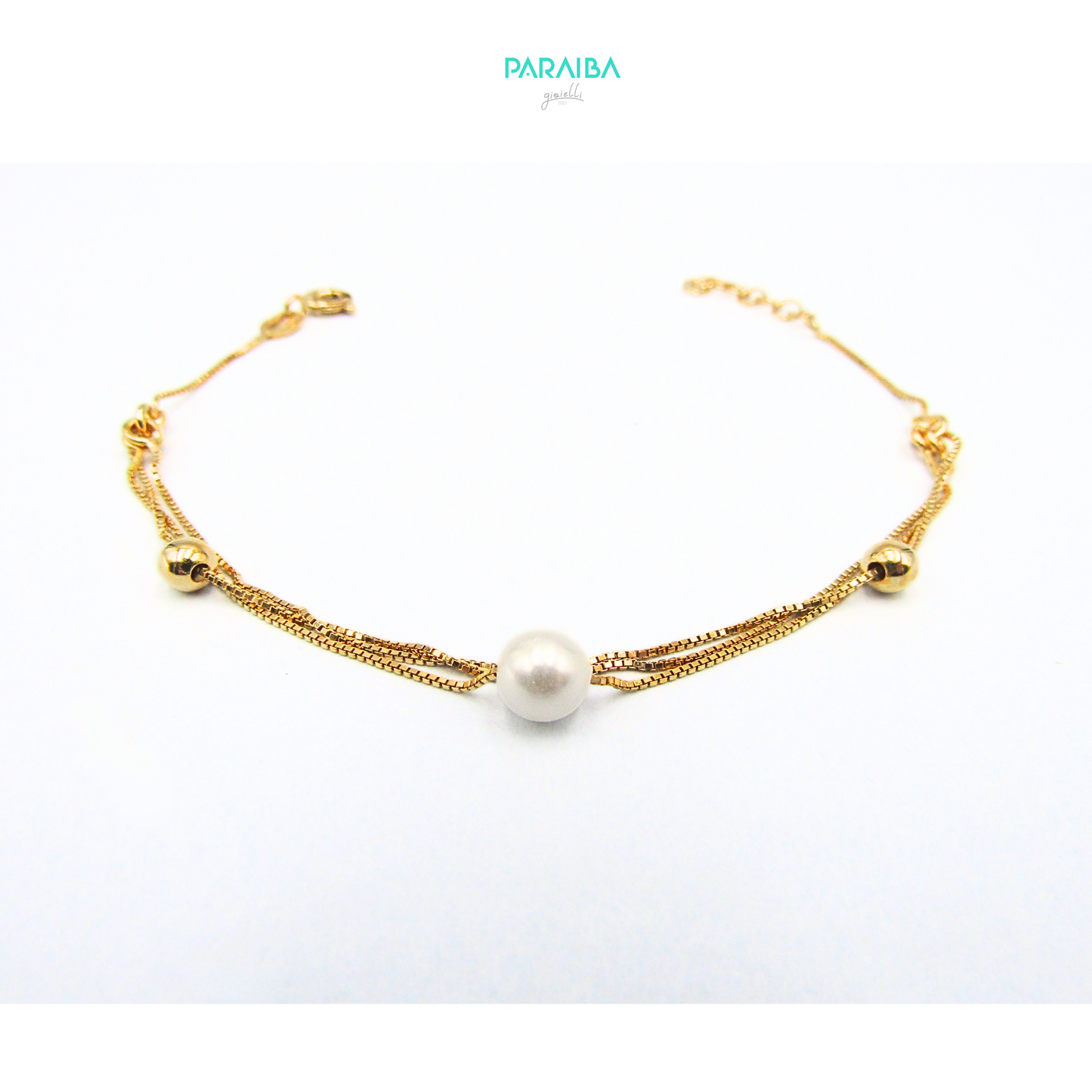 Bracciale 3 fili veneziana perla e palline lisce