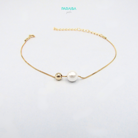Pearl and smooth ball bracelet