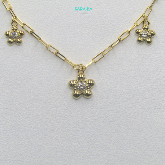 Collana catenina con 3 fiori