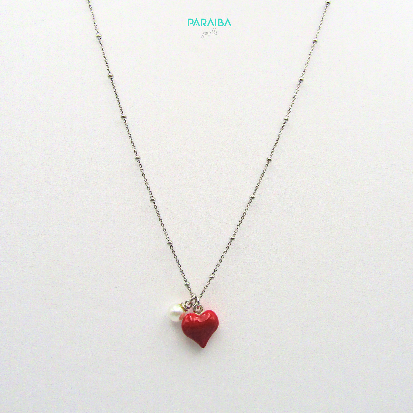 Collana cuore smalto e perla