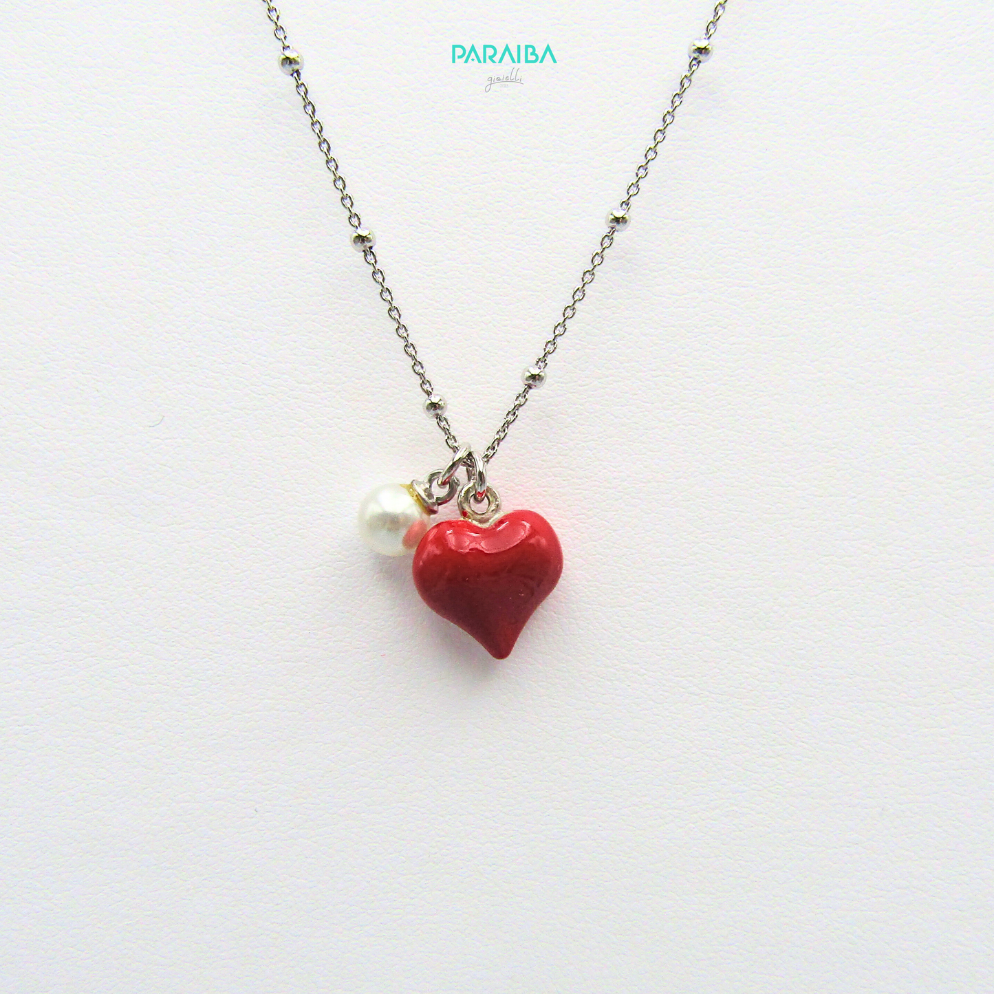 Collana cuore smalto e perla