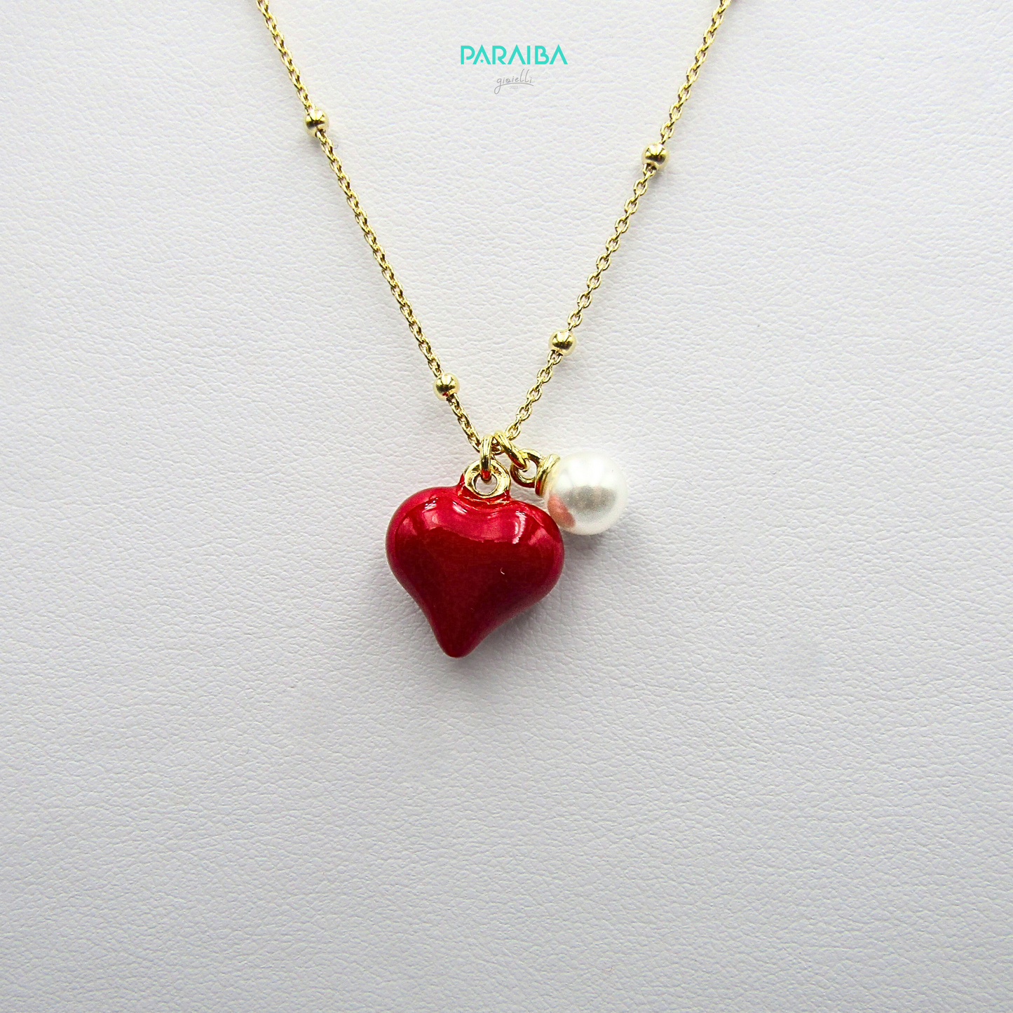 Collana cuore smalto e perla
