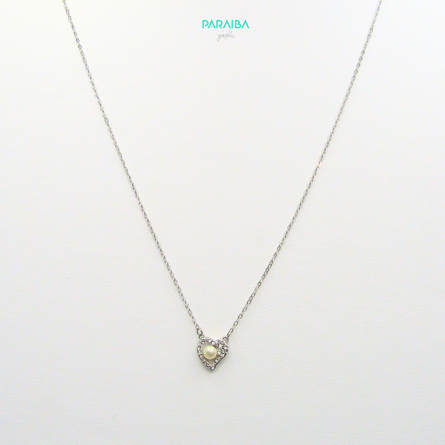 Collana cuoricino zirconato e perla