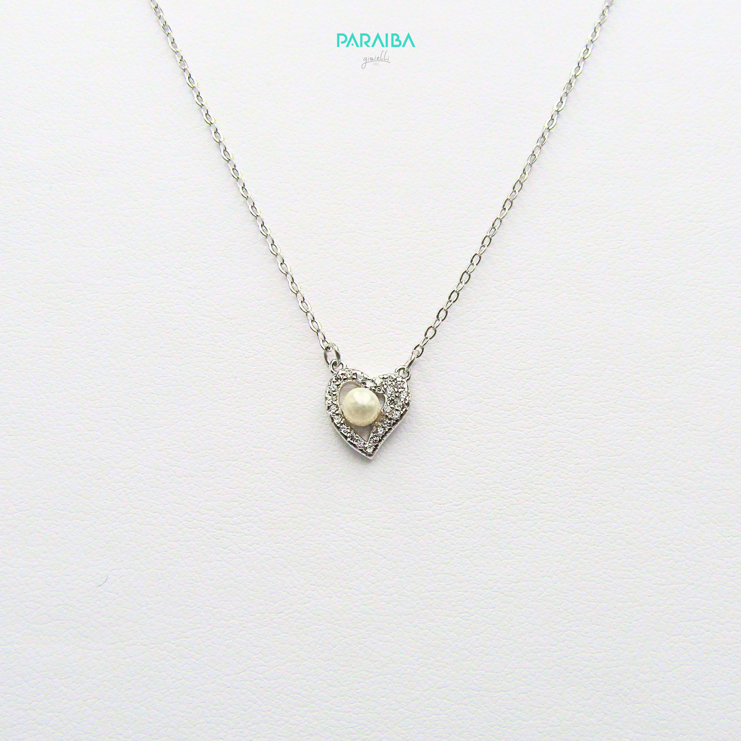 Collana cuoricino zirconato e perla
