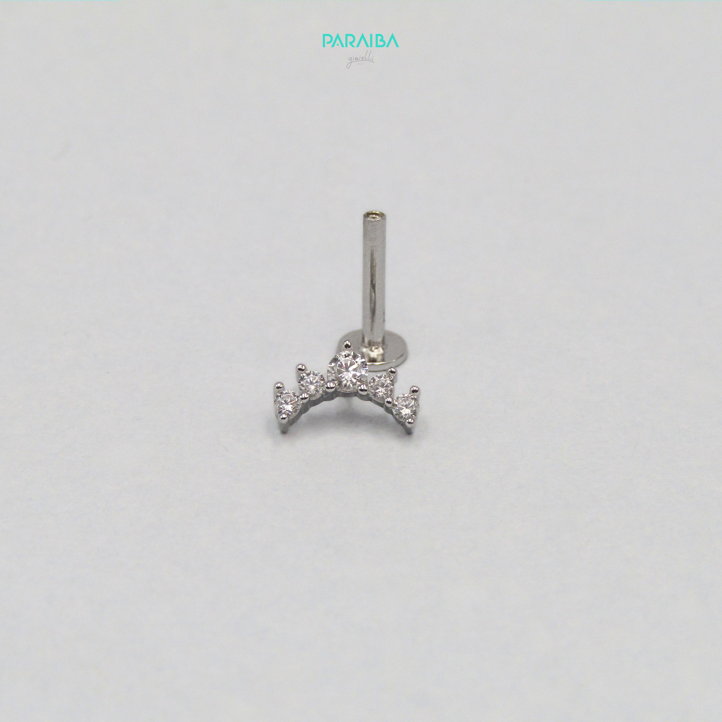 Orecchino piercing 5 pietre coroncina
