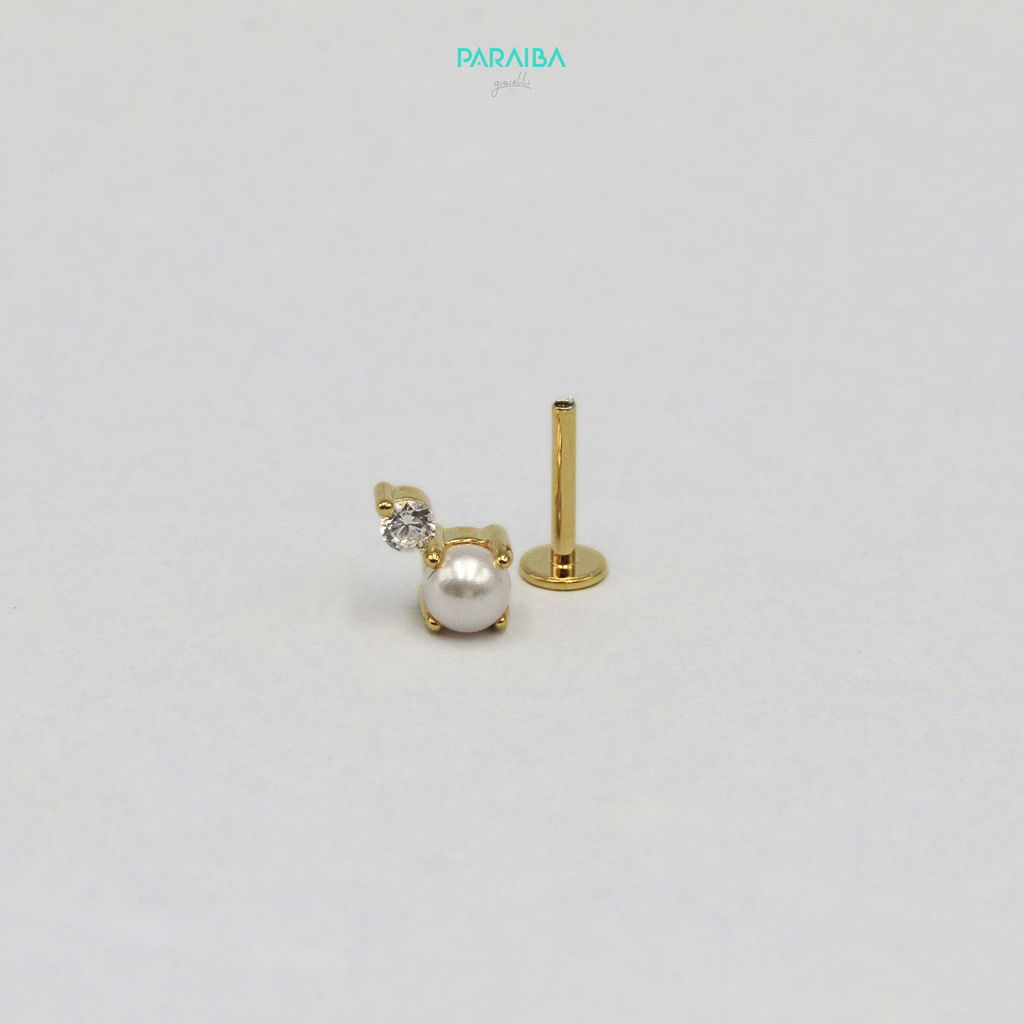 Orecchino piercing perla e zircone