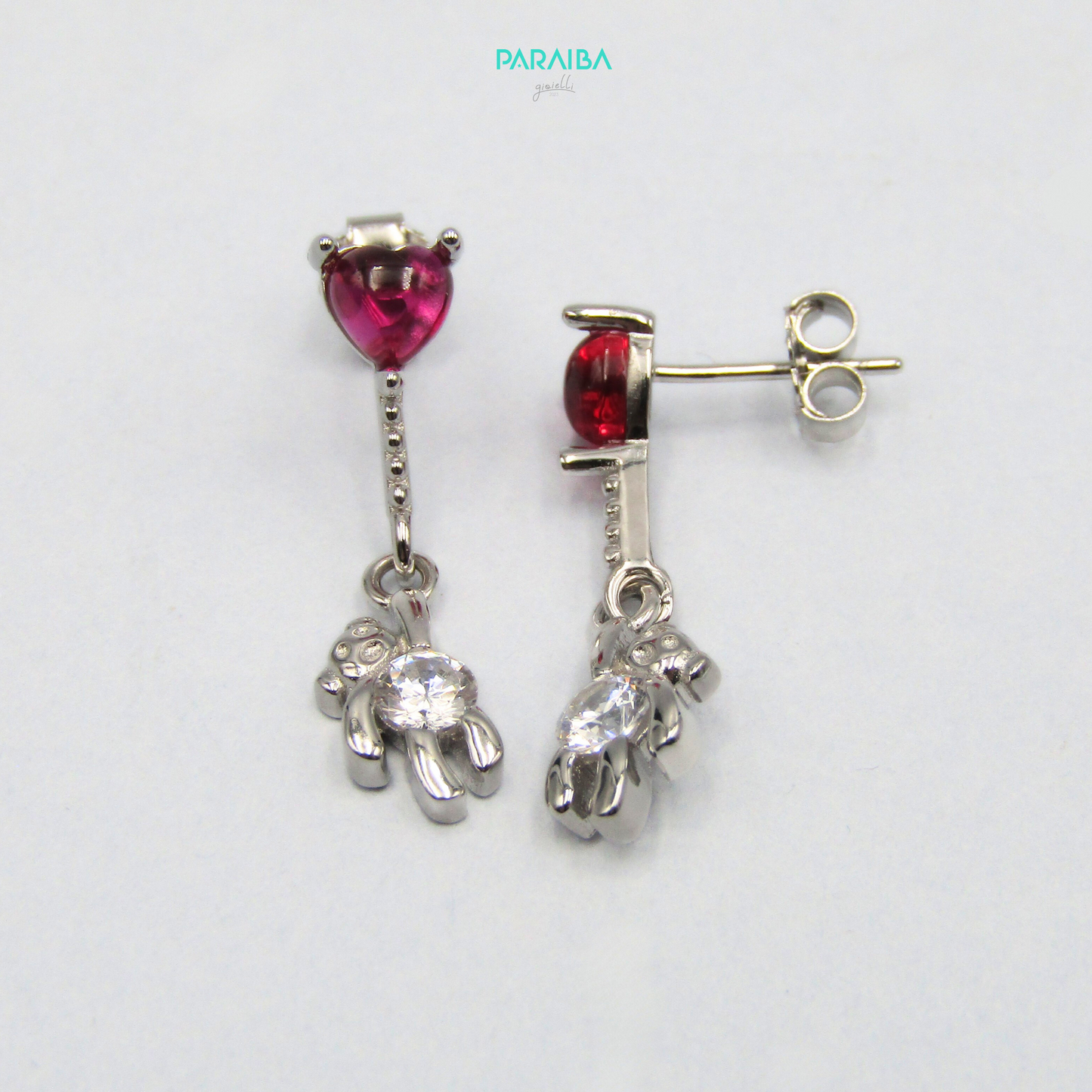 Bear heart pendant earrings