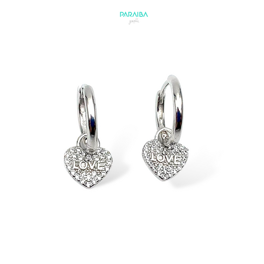 Orecchini Argento925 pendente cuore LOVE