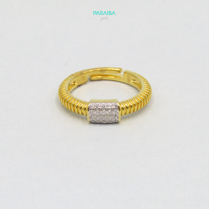 Anello fede con pavè rettangolare