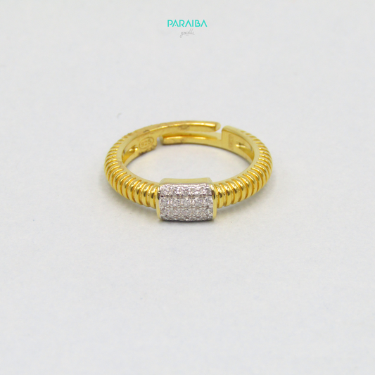 Anello fede con pavè rettangolare