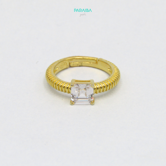 Anello fede con pietra quadrata