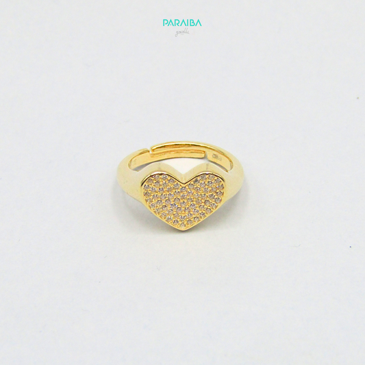 Anello chevalier cuore pave