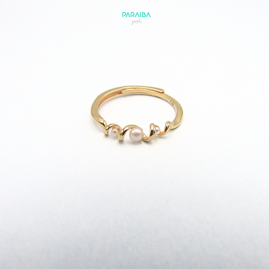 Anello con 3 perle fresh water