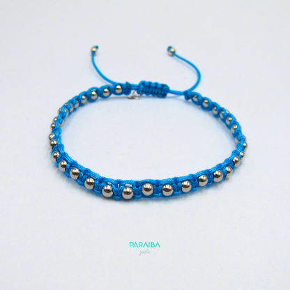 Bracciale cordino annodato e palline argento