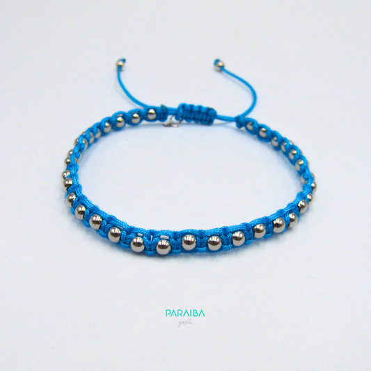 Bracciale cordino annodato e palline argento