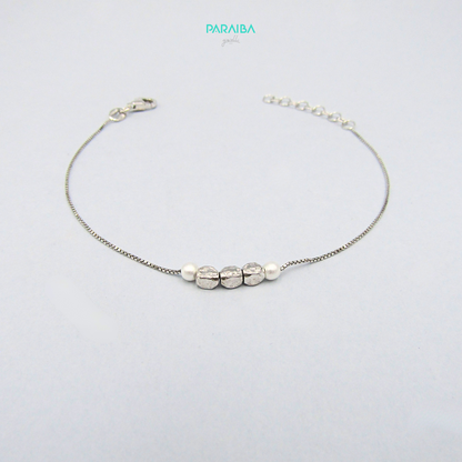 Bracciale veneziana palline martellate e perle