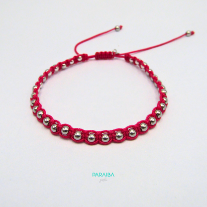 Bracciale cordino annodato e palline argento
