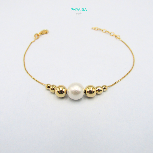 Bracciale veneziana palline lisce e perla centrale