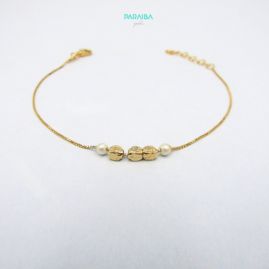 Bracciale veneziana palline martellate e perle
