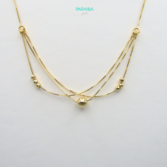 Collana veneziana con tre fili centrali e palline