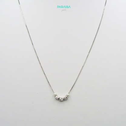 Collana 3 palline martellate e perle