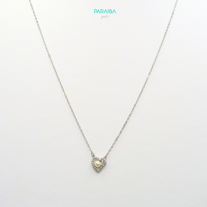 Collana cuoricino zirconato e perla