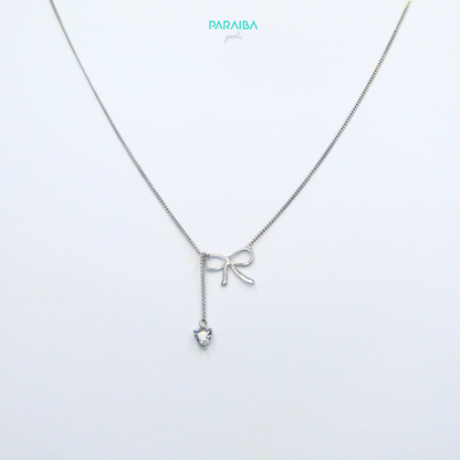 Collana fiocco e zircone a cuore