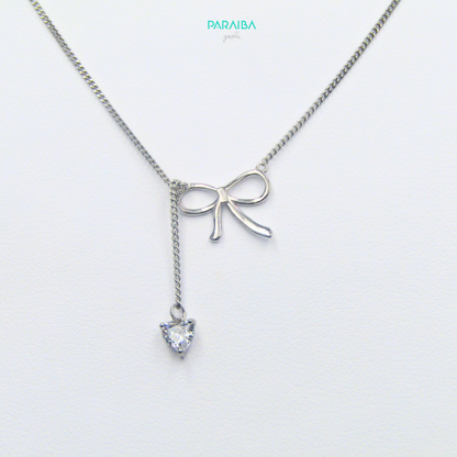 Collana fiocco e zircone a cuore