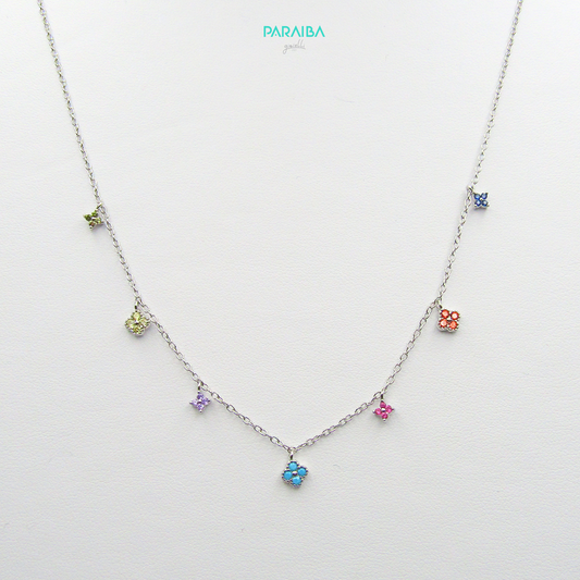 Collana fiorellini zirconi