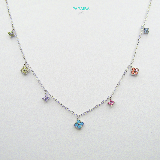 Collana fiorellini zirconi