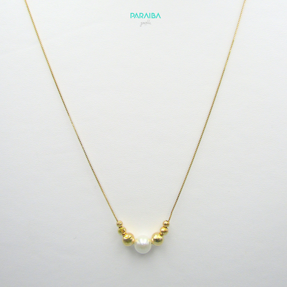 Venetian necklace with central smooth balls and pearl
