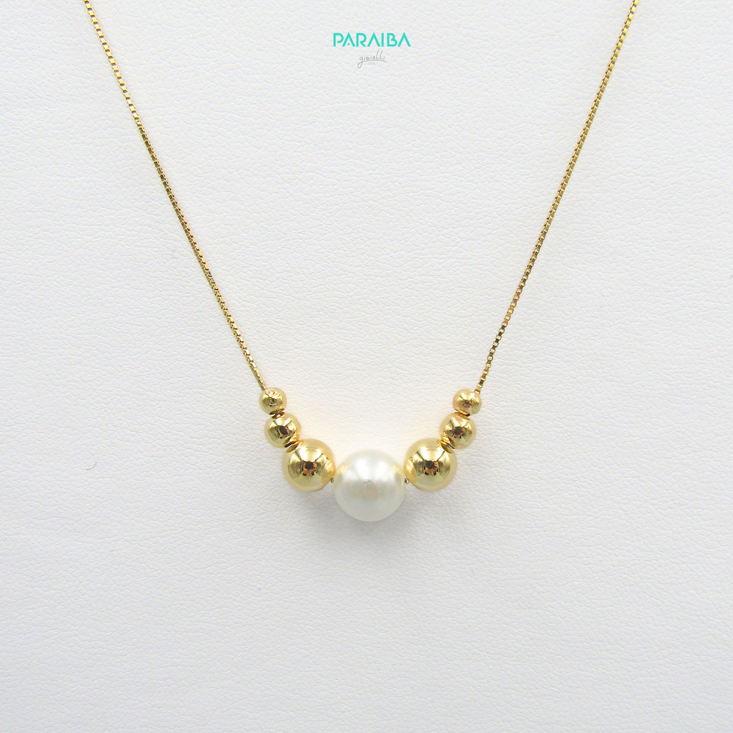 Venetian necklace with central smooth balls and pearl