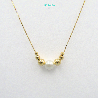 Venetian necklace with central smooth balls and pearl