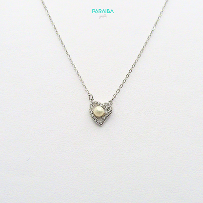 Collana cuoricino zirconato e perla