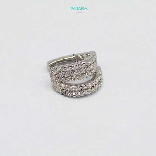 Orecchino earcuff 5 file pietre bianche