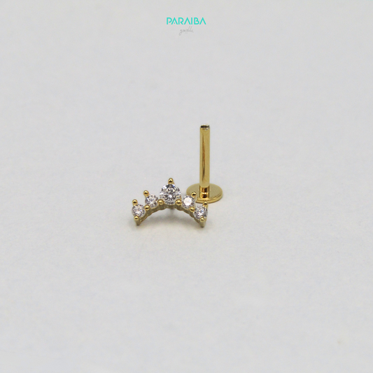 Orecchino piercing 5 pietre coroncina