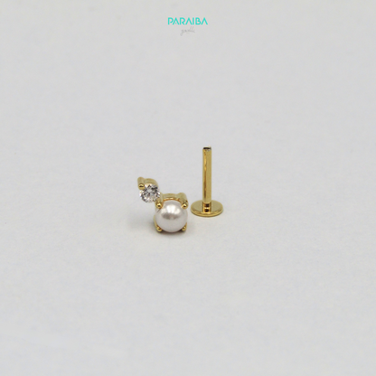 Orecchino piercing perla e zircone